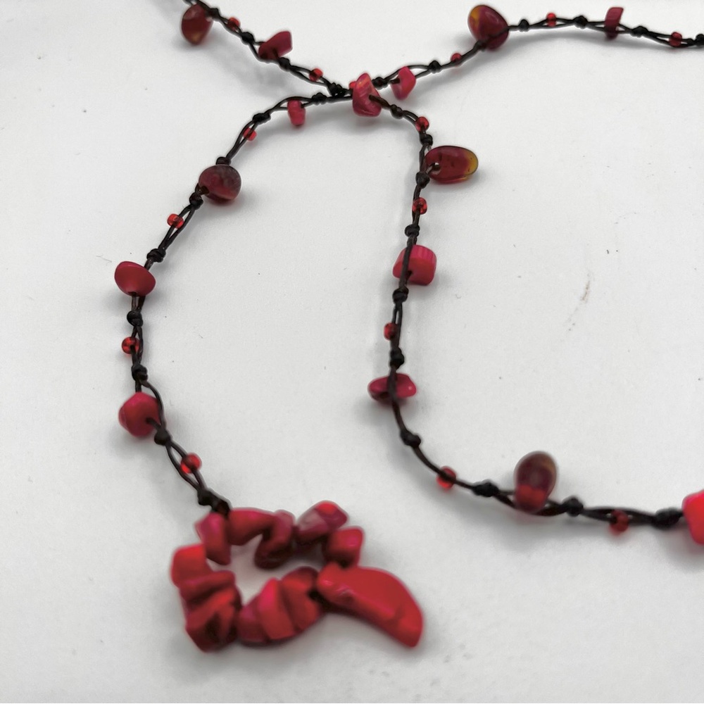 BRAND NEW BEADED RED LARIAT NECKLACE OR BRACELET OR BELT
